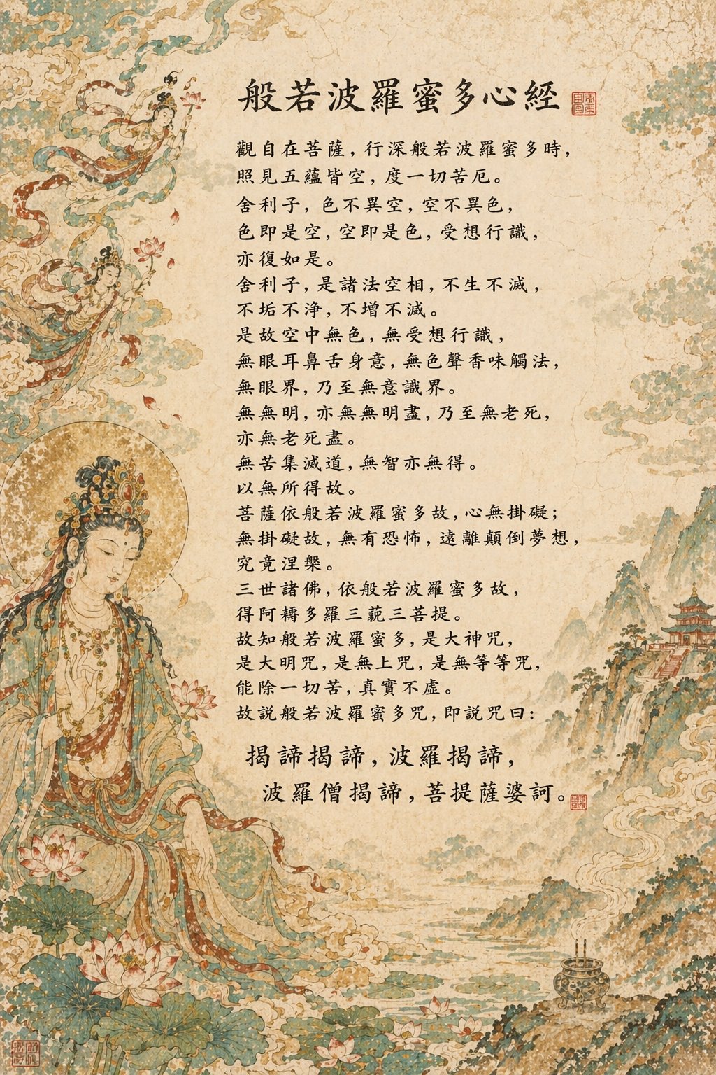 Heart Sutra long-form text layout example